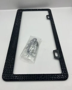 License Plate Cover Frame Black Rhinestone Car Cover Auto Decal Vehicle Cute - Picture 1 of 2