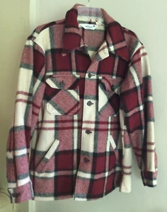 Vintage Woolrich Plaid Shirt Jacket Wool Blend Mens Size Large Red Excellent - Picture 1 of 6