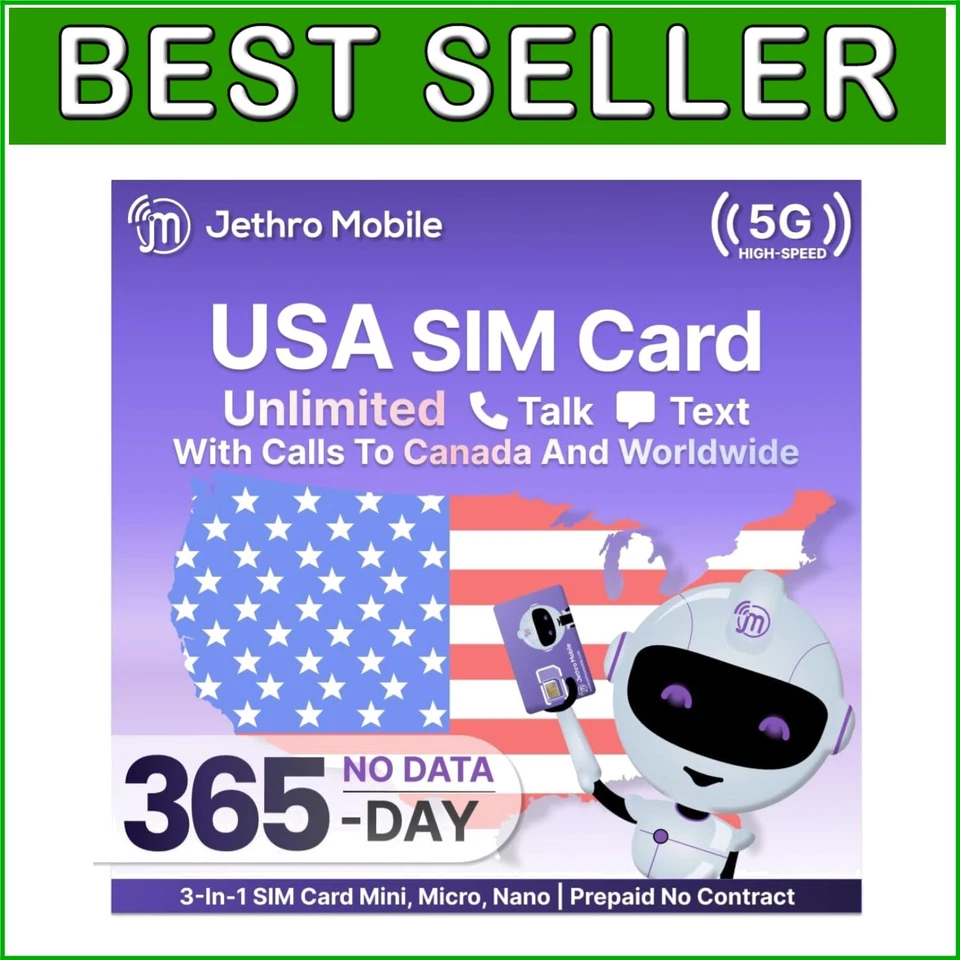 Unlimited Talk & Text Phone Plan | Easy 12-Month Prepaid SIM by Jethro Mobile - Image 1 of 4