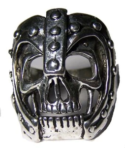 CABEZA DE CALAVERA DE LUJO CON CASCO BLINDADO ANILLO CICLISTA #BR73 HOMBRE MUJER joyería PLATA - Imagen 1 de 1