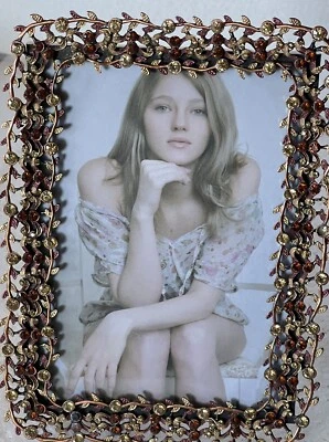 Marco de fotos decorativo de vid marrón hecho a mano con cristales de Swarovski esmalte Foto 1 de 4