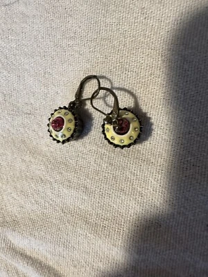 Pewter White Red Cupcake Earrings - Image 1 of 2