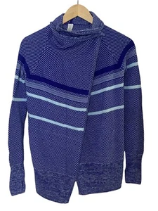 Ivivva Lululemon Girls Size 12 Feeling Toast Wrap Sweater Blue Athleisure Cotton - Picture 1 of 10