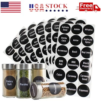 144 Round 1.5" Spice Jar Labels Preprinted Chalkboard Seasoning Spice Labels - Image 1 of 4