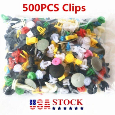 500Pcs Mixed Auto Car Fastener Clip Bumper Fender Trim Plastic Rivet Door Panel Foto 1 de 4