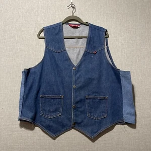 Vintage Tuff Nut Vest Blue Denim Pockets Altered Material Added Rare - Picture 1 of 15