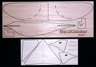 10" BIRD GLIDER Laser Cut Balsa Wood Toy Model Airplane Plane Kit Catepult Chuck - Image 1 of 4