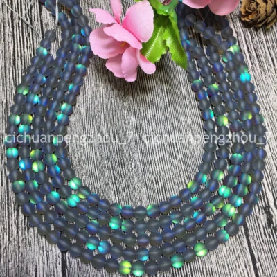 6/8/10mm Gray Gleamy Rainbow Moonstone Gem Round Loose Beads 15'' Strand - Image 1 of 4