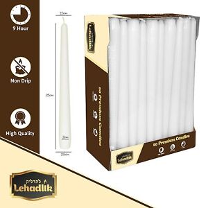 Lehadlik Long 25cm Unscented White Bistro Tapered Dinner Candles Long Burn Time