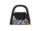 Women Faux Leather Clutch Zebra Pattern Handbag Top Handle Evening Party Prombag