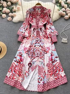 Autumn Vacation Long Dress Women Clothing Butterfly Sleeve s-xxl - Picture 1 of 6