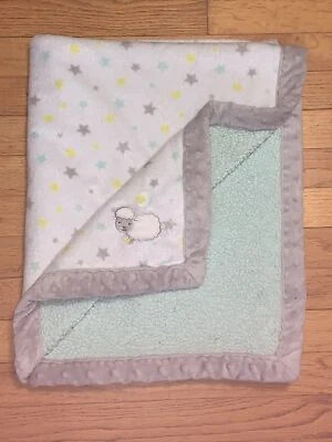 Child Of Mine Stars Sheep Lamb Moon White Gray Mint Green Baby Blanket/Lovey - Image 1 of 4