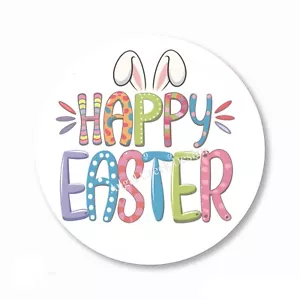 HAPPY EASTER BUNNY EARS PARTY FAVORS SCRAPBOOK STICKERS ENVELOPE SEALS LABELS - Picture 1 of 1