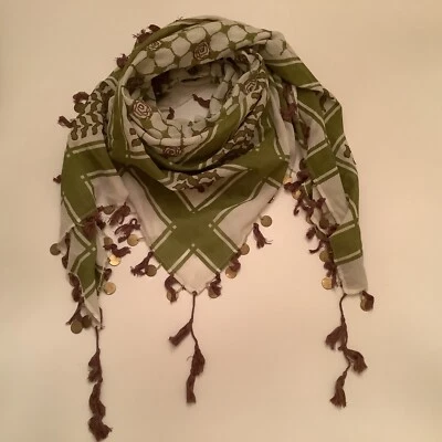 "Bufanda bordada Chan Luu 41"" borla cuadrada blanca roja floral algodón semi transparente" Foto 1 de 4