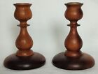 Vintage Matched Pair Medium Oak Baluster Shaped Candlestick Holders 124mm Tall