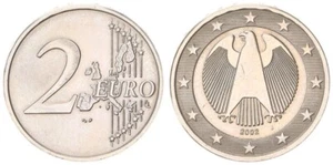 Fehlprägung 2 Euro 2002 J durchgehendes Monometall mit Randschrift vz-st 98582 - Bild 1 von 1
