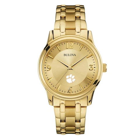 Men's Clemson University Tigers Gold Watch Bulova Gold Circle Watch Cover