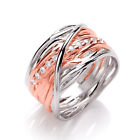 Rose Silver Jewelco London Cz Tree Roots Crossover Eternity Ring