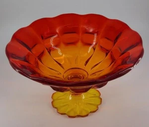 Fenton Valencia Large Amberina Pedestal Centerpiece Compote **GLOWS! 5½x10" - Picture 1 of 12