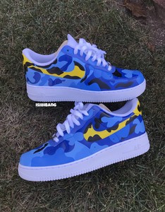 bape blue camo shoes