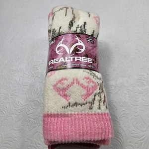 Realtree Youth Girls 2Pr Socks NWT Shoe Size 12-3.5 Pink/Camo  - Picture 1 of 3