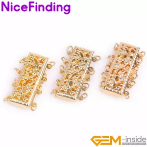 Collar pulsera broches de perlas con caja a presión de filigrana flor relleno de oro de 14K - Imagen 1 de 22