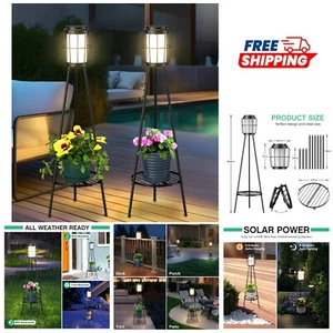2 Pack Solar Floor Lamps Iron 36in Waterproof Outdoor Lights for Yard Decor - Picture 1 of 11