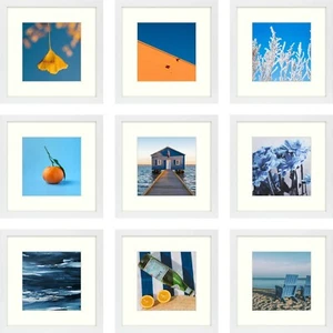 9 Pack 12x12 White Picture Frame Galley with Ivory Mat for 8x8 Photo Wall White - Picture 1 of 8