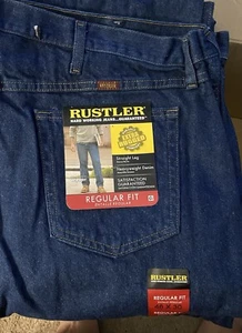 Rustler Wrangler Heavyweight Denim Regular Fit Straight Leg Blue Size 46x30 NWT - Picture 1 of 1