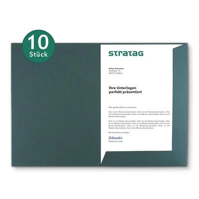STRATAG 10 Stück Präsentationsmappen/Angebotsmappe Tannengrün für Ihre DIN A4-Dokumente