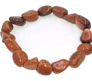 Goldstone 10mm Tumblestone Natural Crystal Chakra Gemstone Chunky Bracelet - Picture 1 of 1