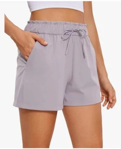 CRZ YOGA Women's Stretch Lounge Travel Shorts Elastic Waist Comfy Workout Shorts - Picture 1 of 6