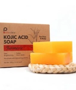 Poleview Natural Kojic Acid Soap for Fades Dark Spots - Turmeric Soap Bar 2pk - Picture 1 of 1