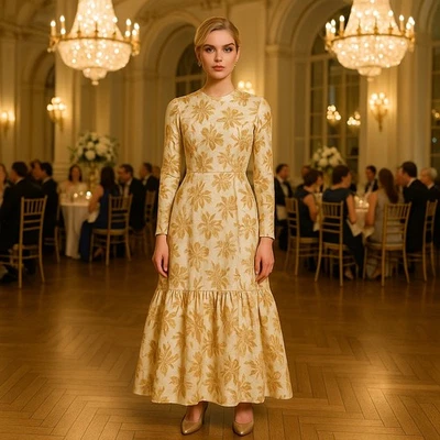 Haute Couture "Red Velvet" brand Golden stunning evening dress size 10 new tags - Image 1 of 4