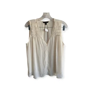 Banana Republic Womens White V-Neck Sleeveless Tank Medium - Picture 1 of 6