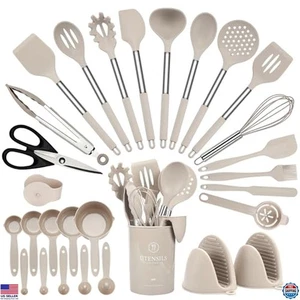 Juego de 28 utensilios de cocina de silicona, resistentes al calor, antiadherentes, aptos para lavavajillas - Imagen 1 de 6