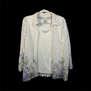 Alfred Dunner Damen Springtime in Paris Floral Border Spitze 2Fer Top - Bild 1 von 6