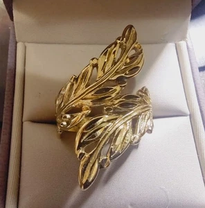 Vintage 14K Gelbgold Blatt filigran Bypass Ring, Größe 8 ((304)) - Bild 1 von 6