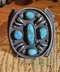 RARO & Vecchio e Bellissimo Bracciale Sterling & Turchese di Santa Fe Spedizione Gratuita! - Foto 1 di 7