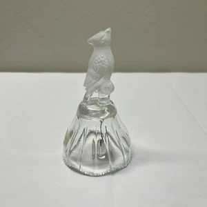 Crystal Bell with Frosted Glass Bird ruffled bottom 4.5" Tall - Picture 1 of 5