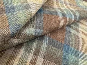 Classic Cloth Wool Plaid Uphol Fabric- Ballantrae Plaid / Lichen 6.75 yd 1205/01 - Picture 1 of 2