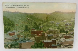 Postal antigua Birds Eye View Matoaka WV West Virginia Pawama carbón - Imagen 1 de 2