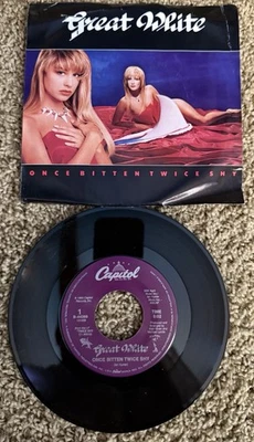 Vinyl 45 RPM Great White ‎' Once Bitten Twice Shy & Slow Ride 1989 - Image 1 of 2