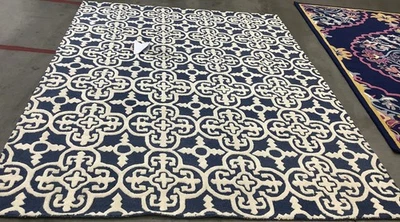 NAVY / IVORY 8'-0" x 10'-0" Broken Thread Rug Reduced Price 1172682540 CAM133G-8 - Image 1 of 4
