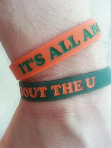 Miami Hurricanes Wristbands Bracelet NCAA "IT'S ALL ABOUT THE U" Set Of 2 Cover