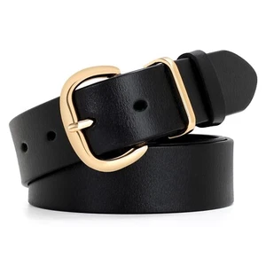 WHIPPY Women Leather Belt for Jeans Pants Dresses Black Ladies Waist Belt wit... - Picture 1 of 5