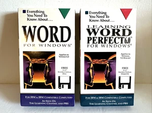 Set of 2 VHS & Floppy Discs Learning Word & Word Perfect 6.0 For Windows SEALED - Picture 1 of 3