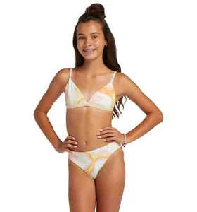 Costume da bagno bambina bikini bambina nuovo con etichette $54 by Roxy 2 pezzi ibisco reversibile - Foto 1 di 3