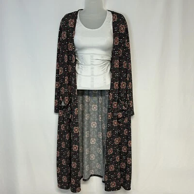 Cárdigan largo plumero LulaRoe para mujer talla M frente abierto boho festival geométrico Foto 1 de 4