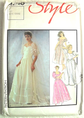 FF Uncut 10 Wedding Dress Bridal Evening Vintage 1980s Sewing Pattern Style 4718 - Image 1 of 3